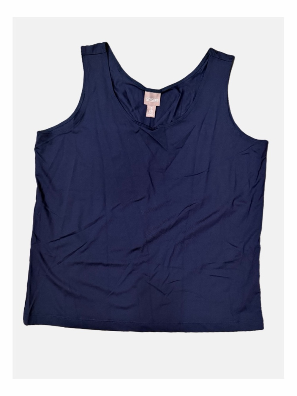 Classic‎ Navy Sleeveless Top Chico's Women's 3 Capsule Wardrobe Nautical Stretch